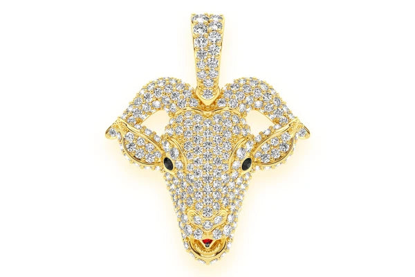 Erkals Jewellers Goat Head Pendant 18K Gold Diamond 2.50ctw