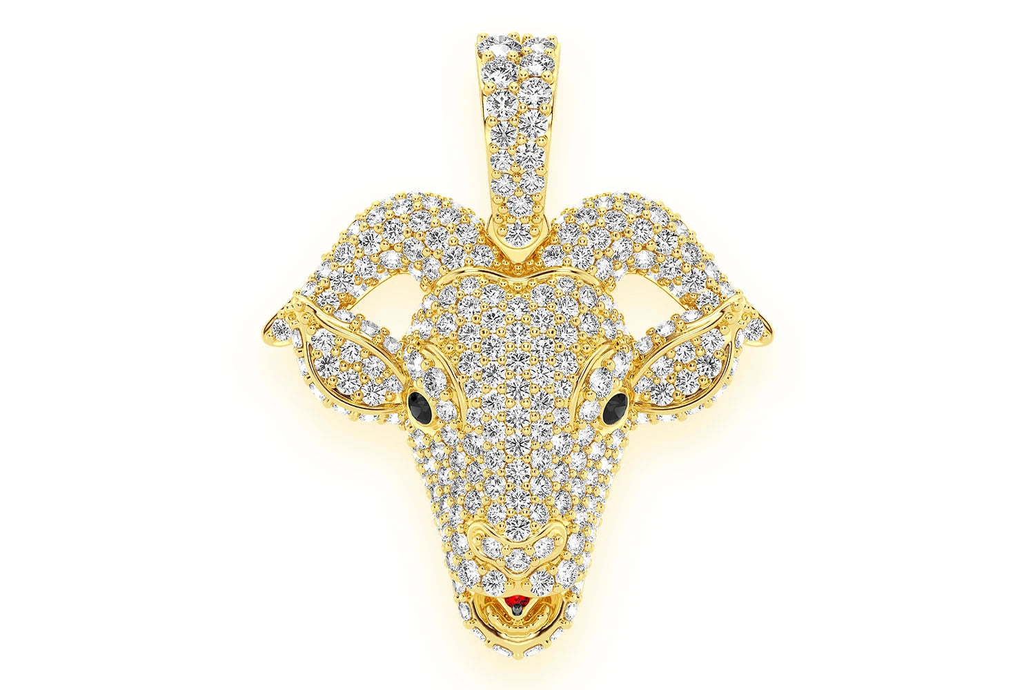 Erkals Jewellers Goat Head Pendant 18K Gold Diamond 2.50ctw