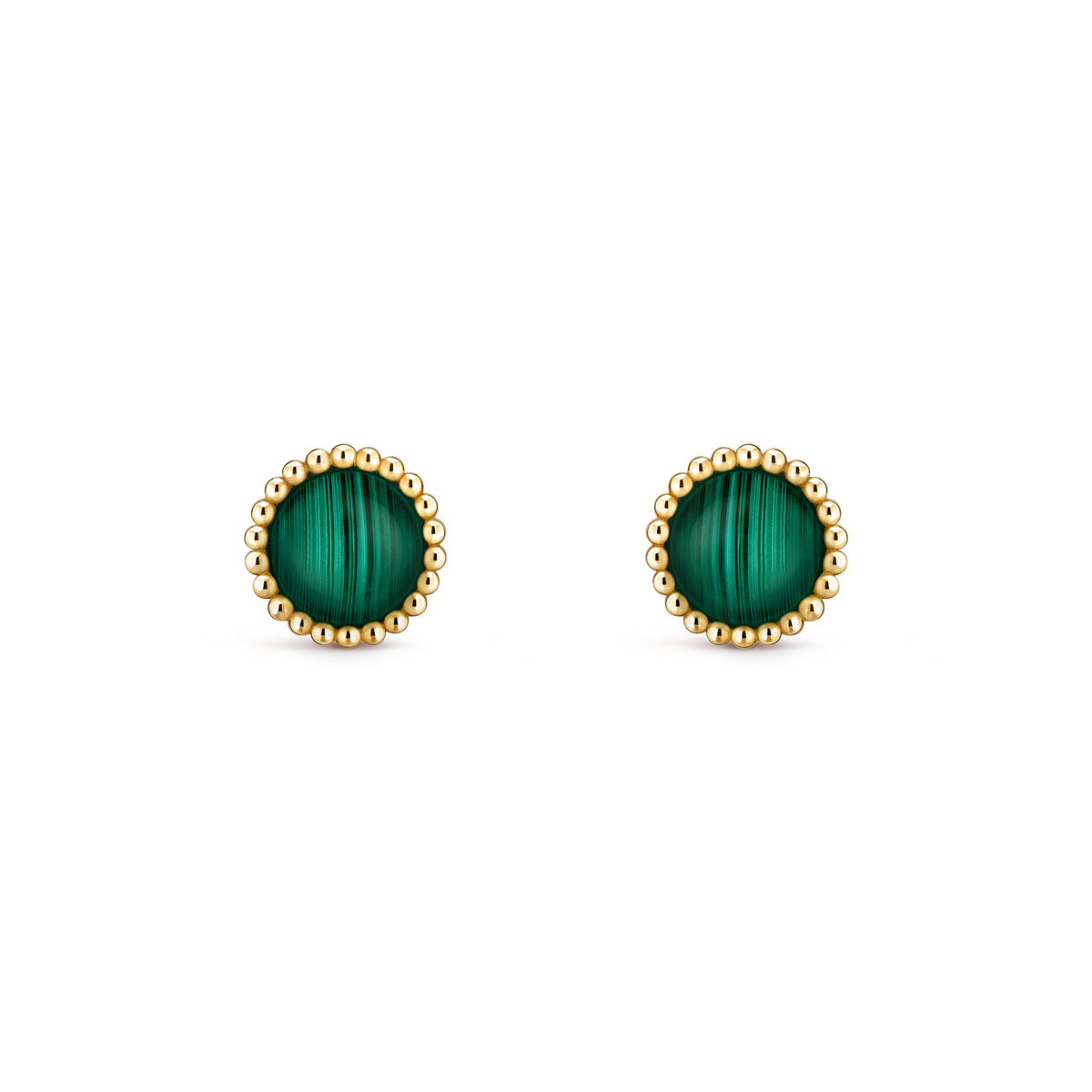 Van Cleef & Arpels Perlée Couleurs Malachite Earrings 18K Yellow Gold