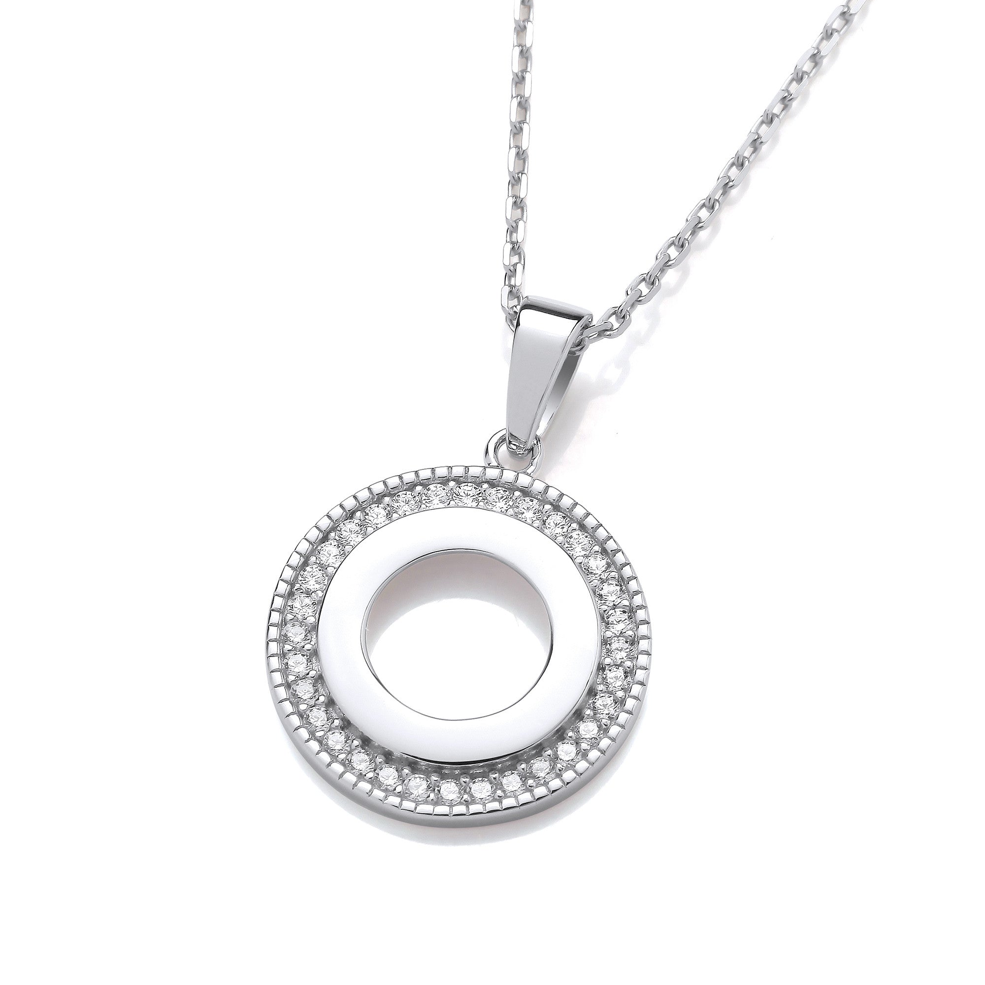 Silver Circle of Life CZ Pendant with Chain