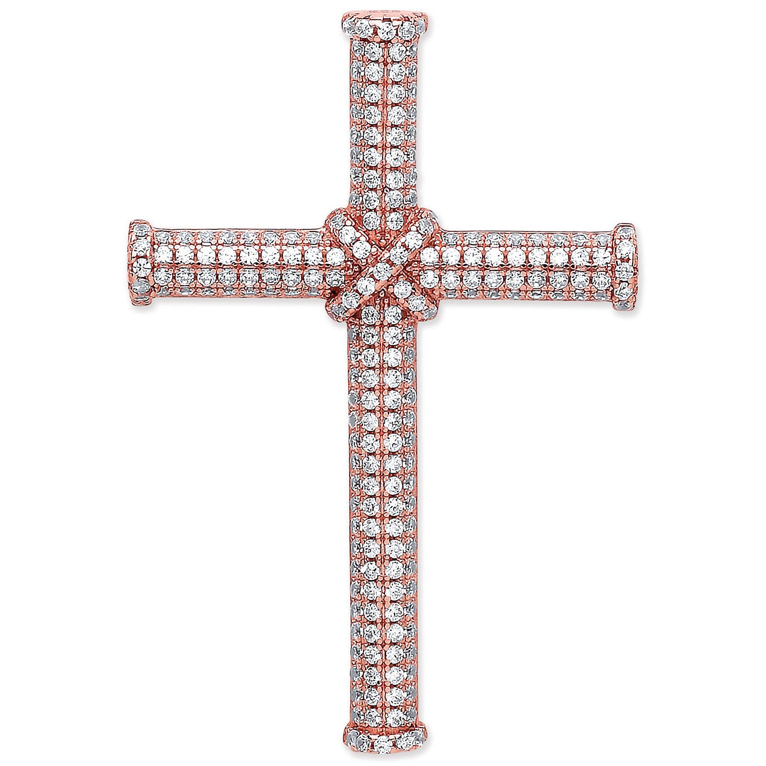 Silver Rose Coated Micro' Pave Cz Cross