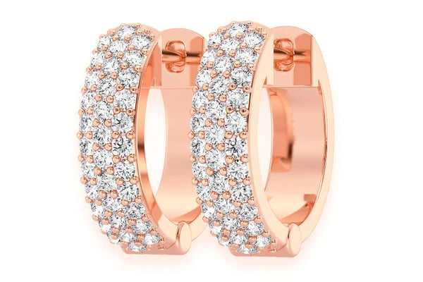 Erkals Jewellers Bubbly Three Row Huggie Hoop Earrings 18K Gold 0.33ctw