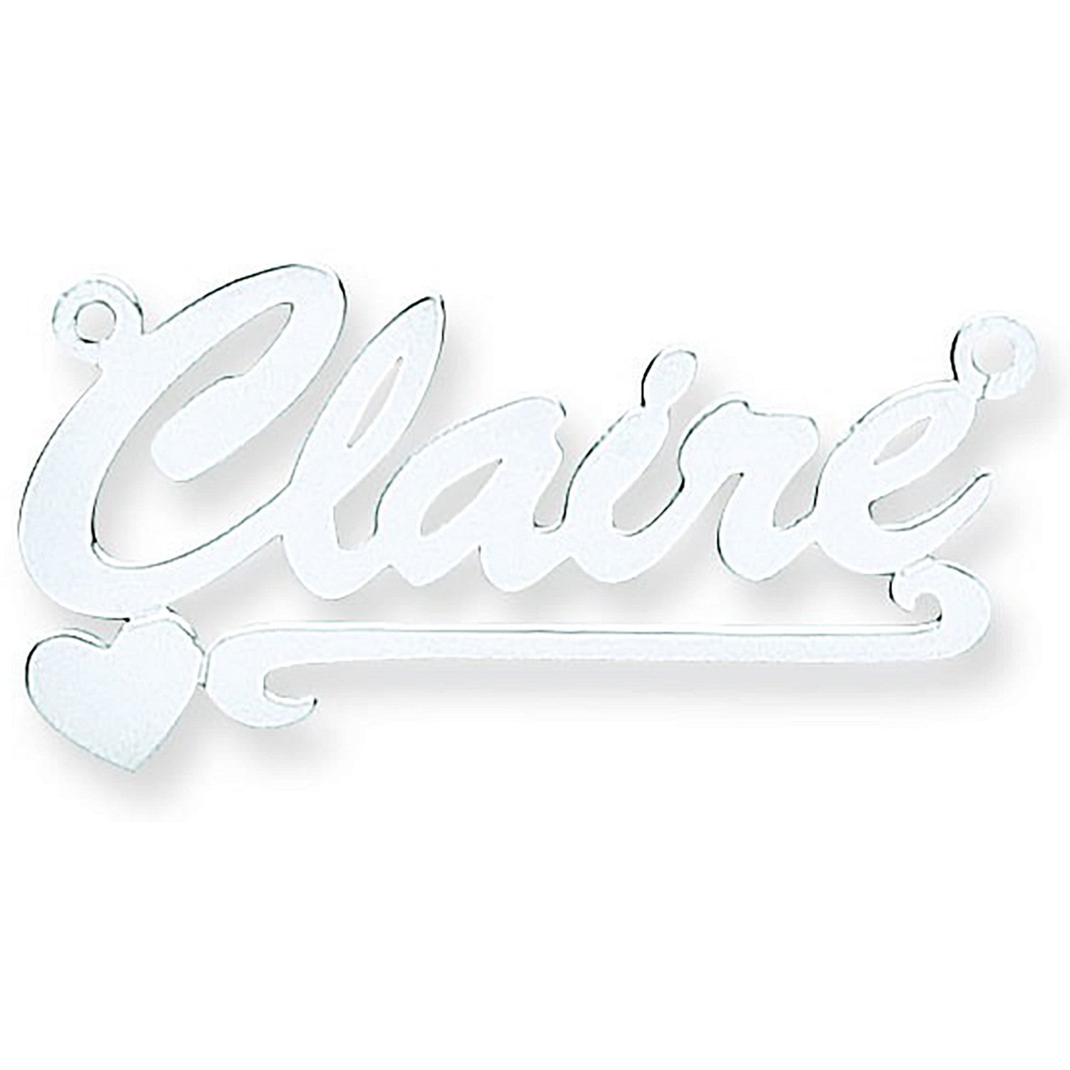 Silver Script Heart Scroll Nameplate with 16"/18"/20" chain