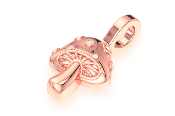 Erkals Jewellers Mushroom Pendant 18K Gold Diamond 0.02ct