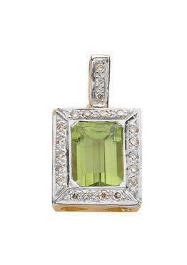 9ct Yellow/White Gold 0.16ct Diamond & 1.75ct Peridot Pendant