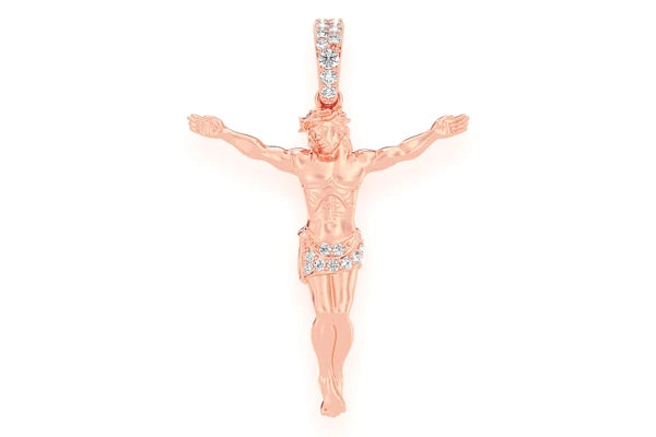 Erkals Jewellers Crucifix Half Diamond Pendant 18k Yellow Gold