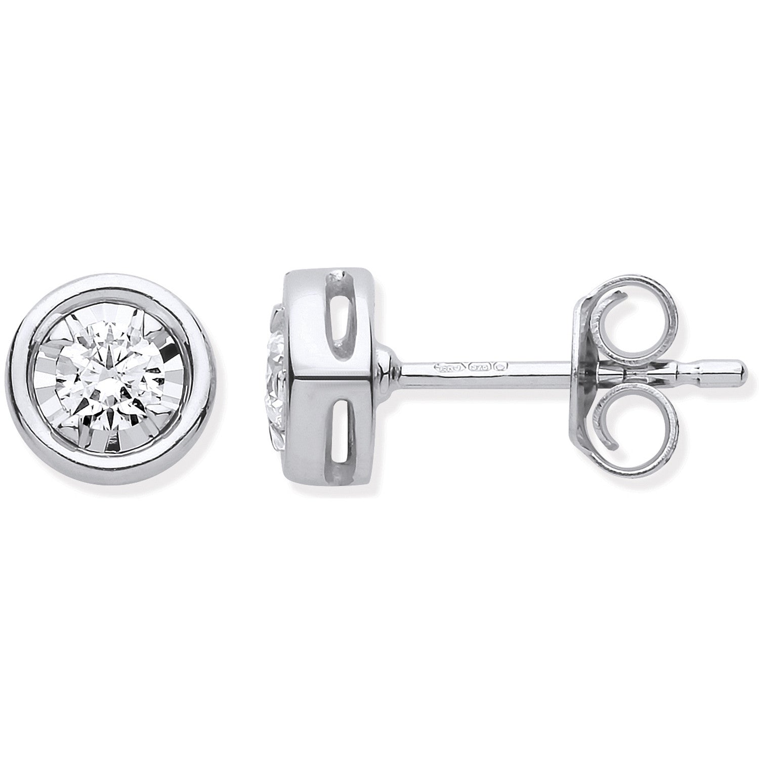 9ct WG Rub-Over Illusion Set 0.25ctw Diamond Studs