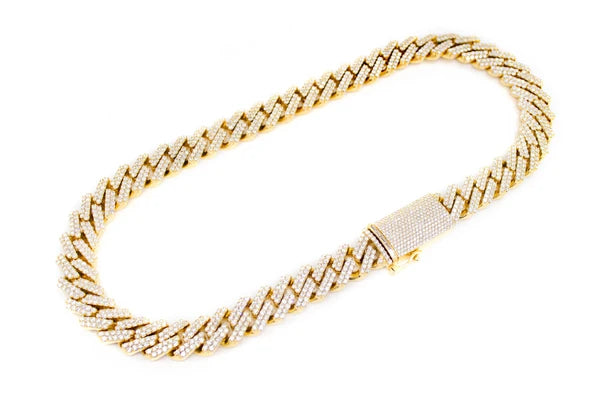 Erkals Jewellers 16mm Raised Prong Cuban Diamond Necklace 18K Gold 33.00ctw