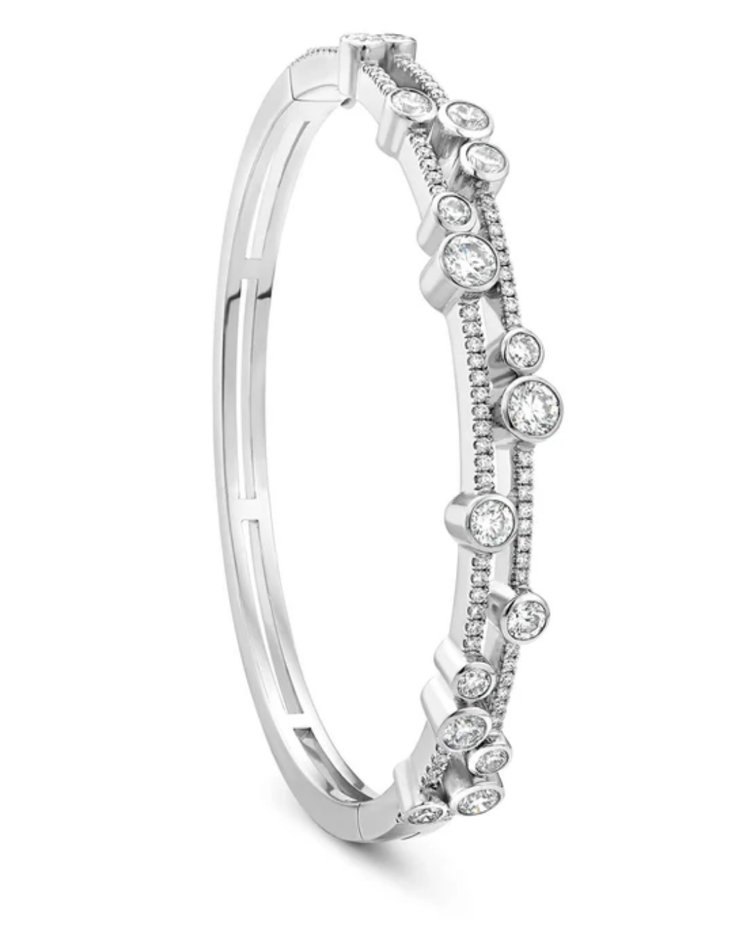 Waterfall Platinum Diamond Double Bangle