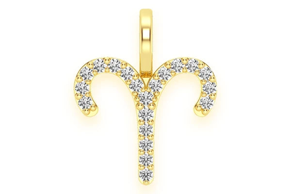 Erkals Jewellers Aries Zodiac Pendant 18K Gold Diamond 0.10ctw