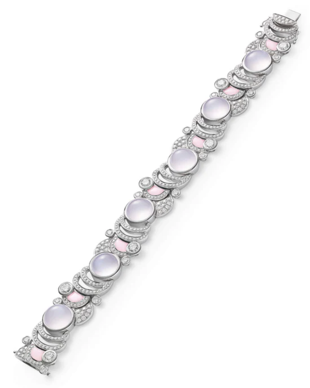 Raindrop Moonstone Pink Opal White Gold Bracelet