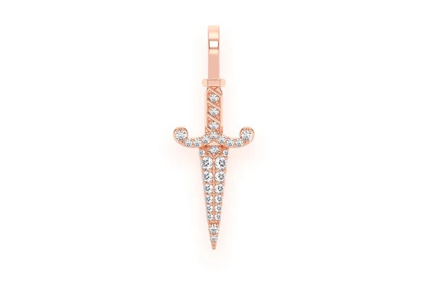 Erkals Jewellers Mini Medieval Dagger Pendant 18K Gold Diamond 0.20ctw