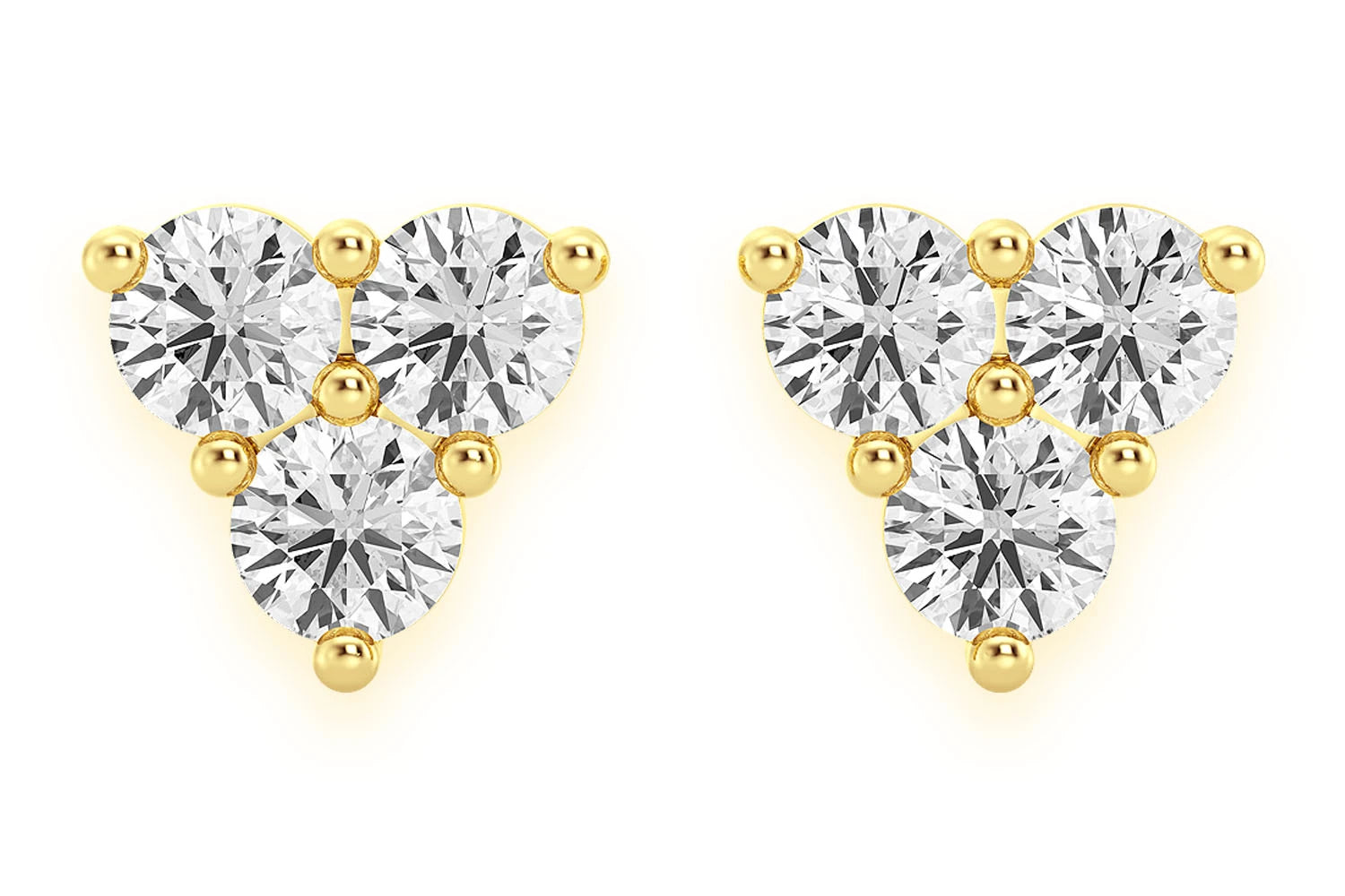Erkals Jewellers Triangle Stud Earrings 18K Gold 0.20ctw