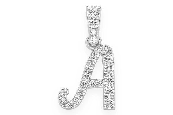 Erkals Jewellers Cursive Letter A Pendant 18K Gold Diamond 0.20ctw