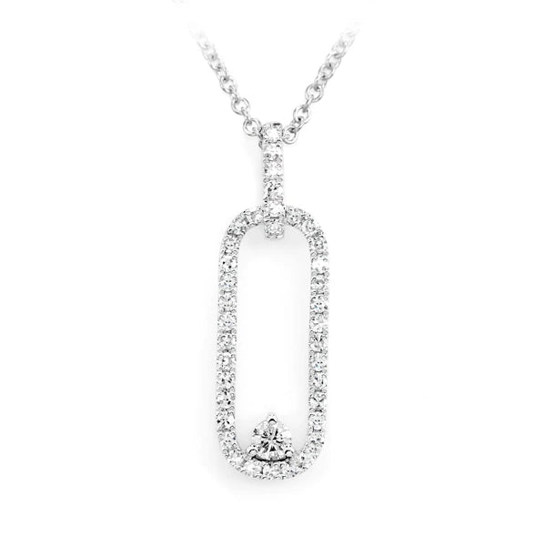 Erkals Jewellers Open Oval Diamond Pendant 18K White Gold 0.35ctw