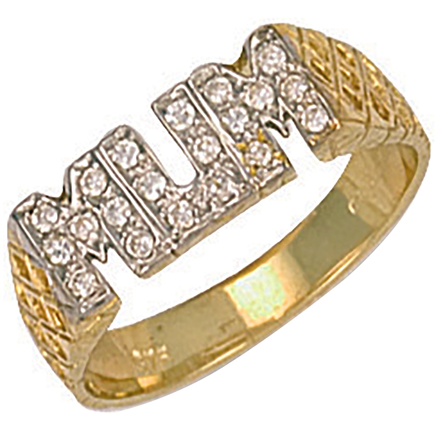 Y/G Cz Basket Sides Mum Ring