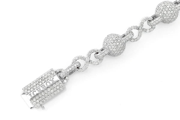 Erkals Jewellers Infinity Bead Link Diamond Bracelet 18K Gold 12.50ctw