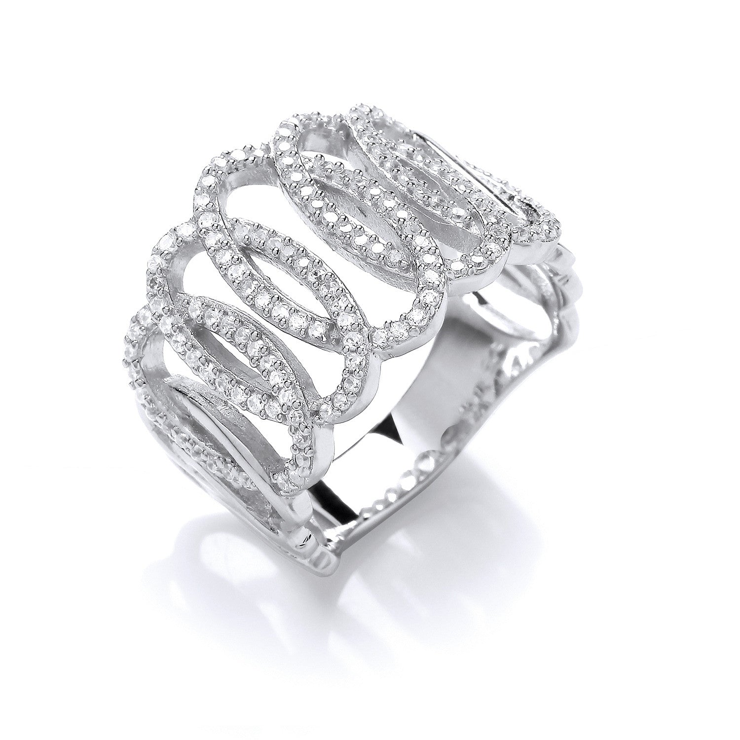 Silver Fancy Cz Ring