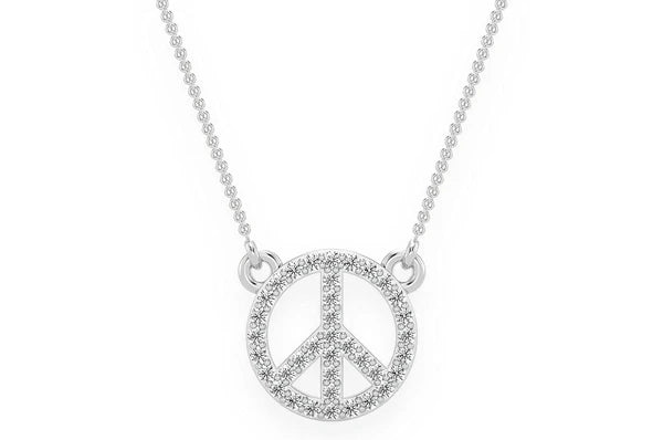 0.15ct Diamond Peace Sign Connected Necklace 14K Solid Gold