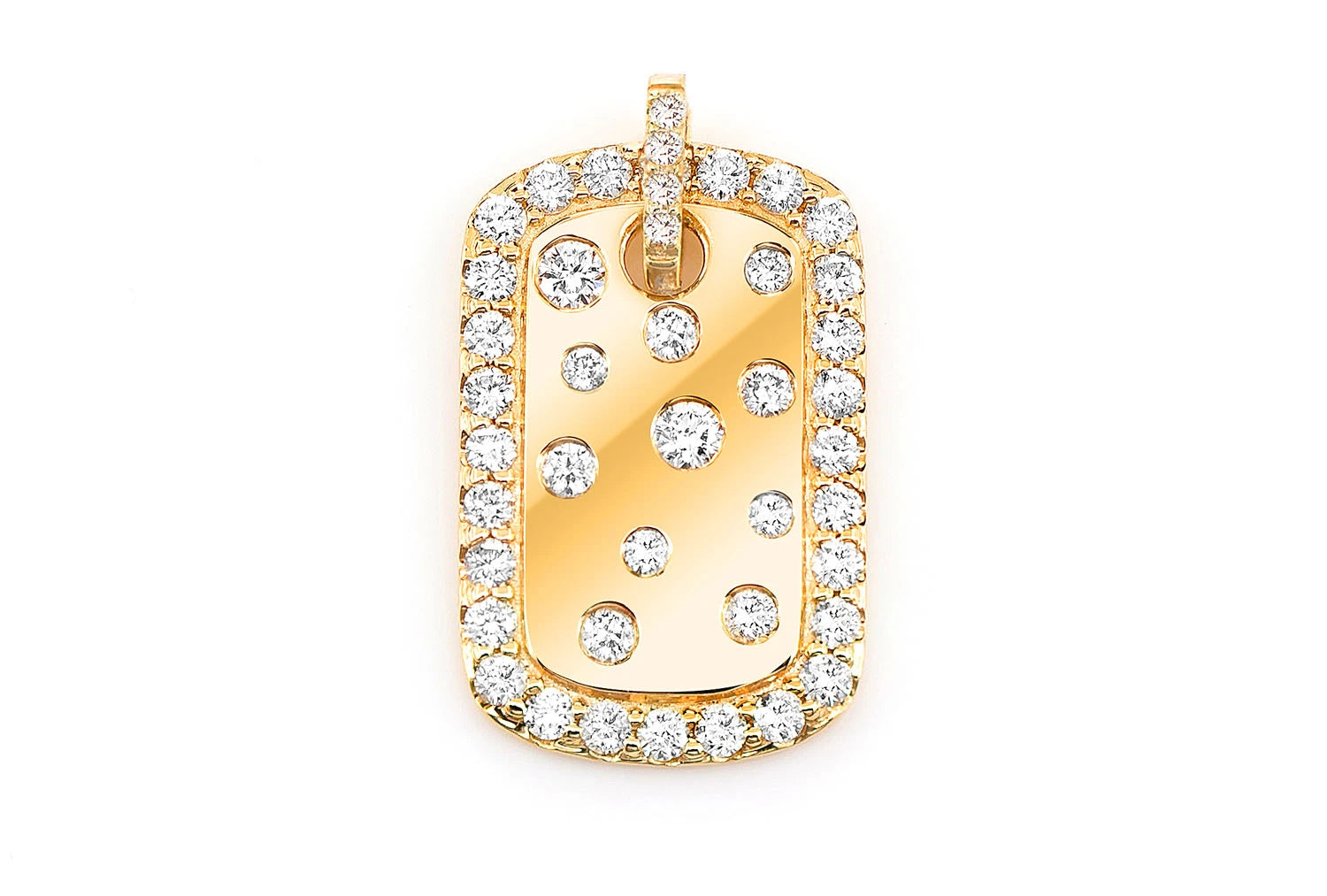 Erkals Jewellers Confetti Diamond Dog Tag Pendant 18K Gold 0.50ctw