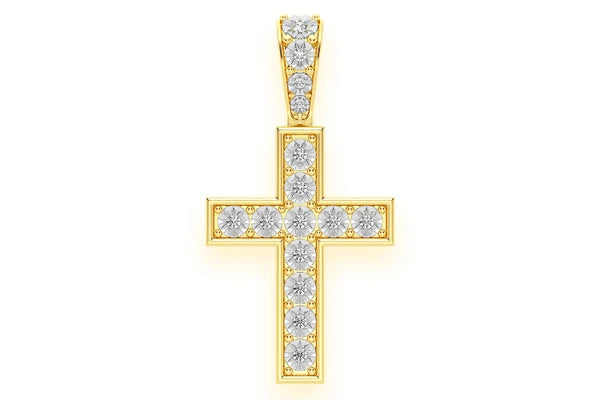 Erkals Jewellers Miracle Set Cross Small Pendant 18K Gold Diamond 0.15ctw