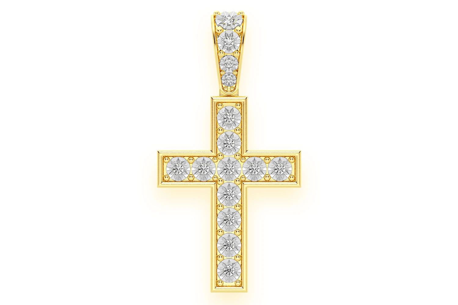 Erkals Jewellers Miracle Set Cross Small Pendant 18K Gold Diamond 0.15ctw