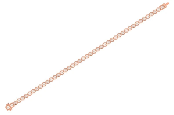Erkals Jewellers Milgrain Hexagon Link Diamond Tennis Bracelet 18K Gold 1.25ctw