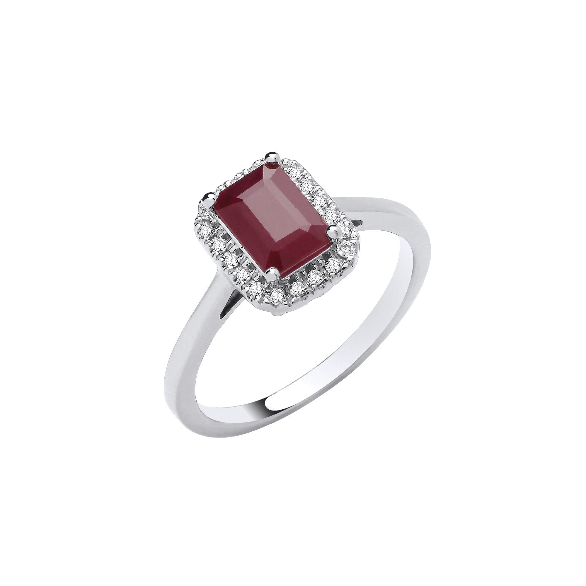 18ct White gold 1.50ct Ruby and 0.12ct Diamond Ring