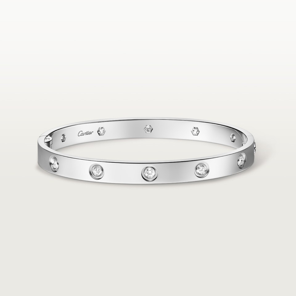 Cartier LOVE Bracelet Classic Model 10 Diamonds White Gold