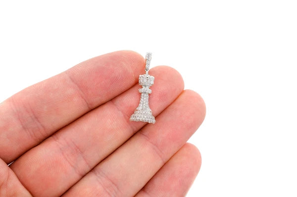 0.75ct Diamond Queen Chess Piece Pendant 14K Solid Gold