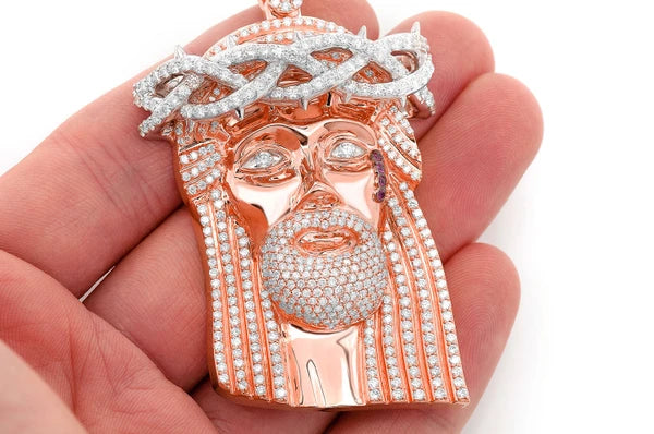 Erkals Jewellers Large Jesus Of Nazareth Pendant 18K Gold Diamond 9.25ctw