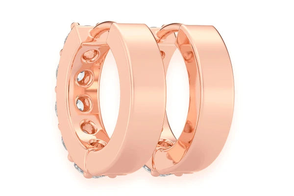 Erkals Jewellers One Row Huggie Hoop Earrings 18K Gold 0.80ctw