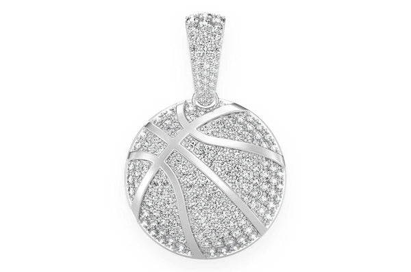 Pendentif diamant basket-ball 2,00 ct en or massif 14 carats