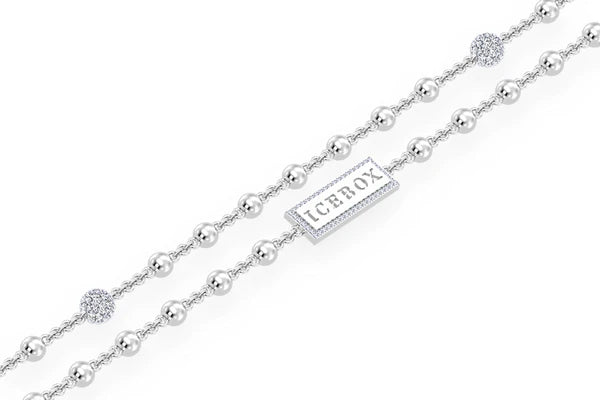Erkals Jewellers Diamond Bead Rosary Chain 18K Gold 2.75ctw