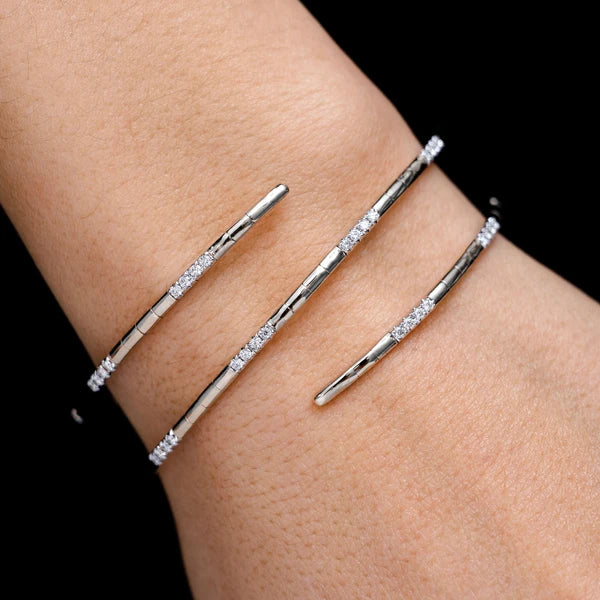 Erkals Jewellers Wrap Flex Diamond Bangle Bracelet 18K Gold 0.60ctw