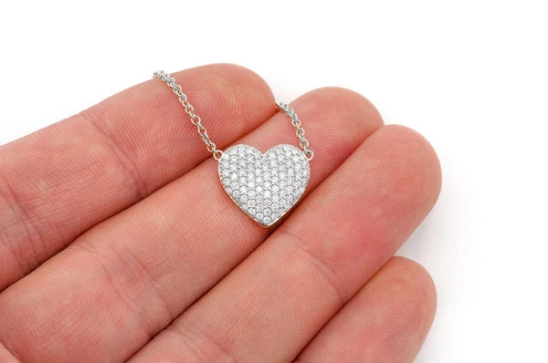 0.60ct Diamond Bubbly Heart Connected Necklace 14K Solid Gold