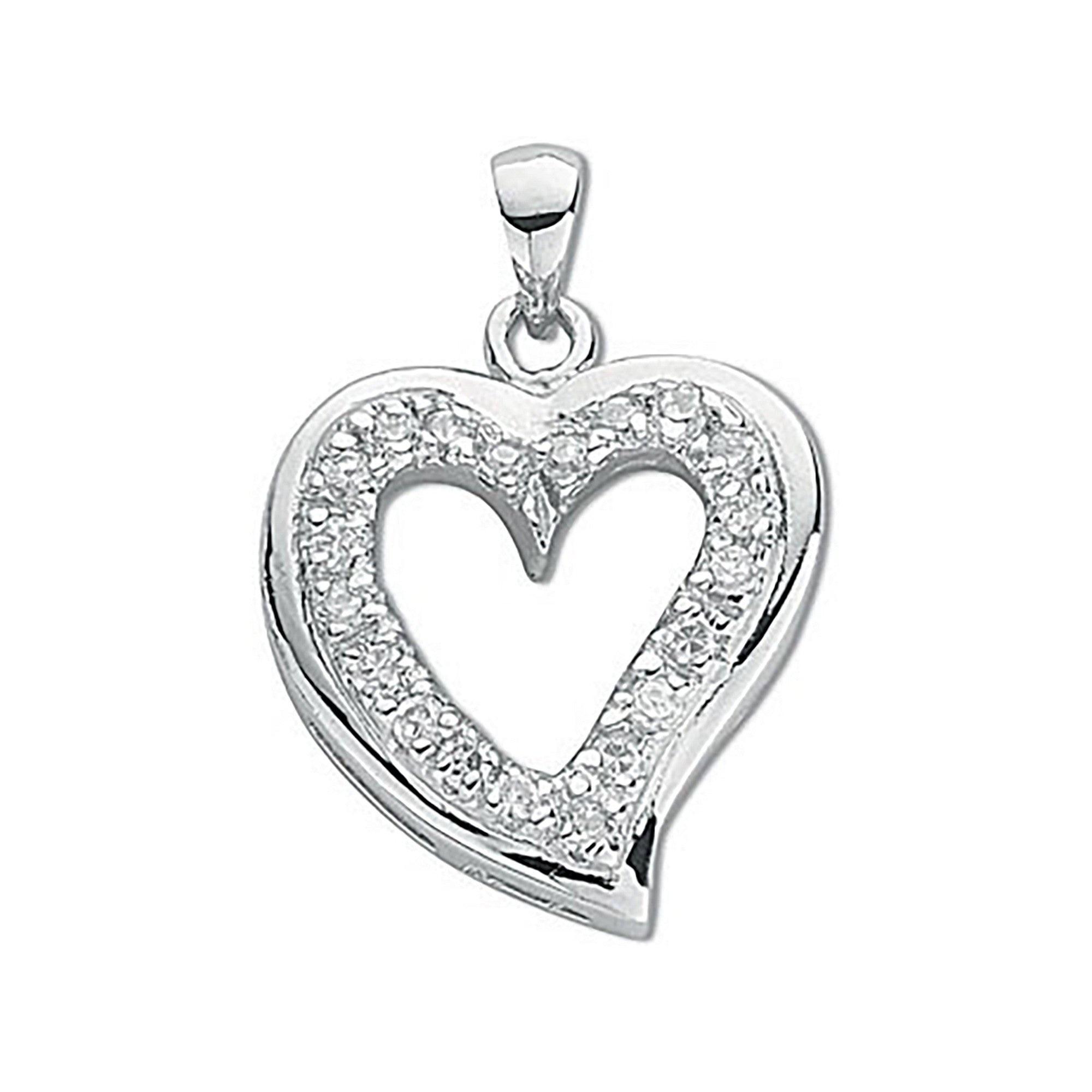 Silver Cz Heart Pendant