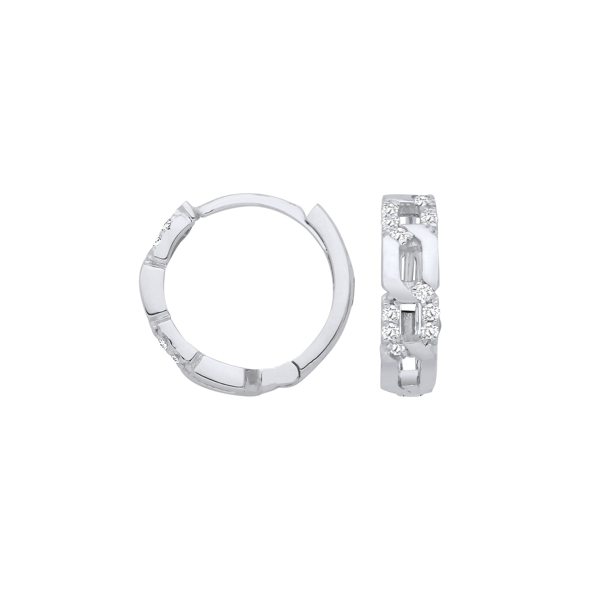 9ct White Gold Brilliant Cut 0.12ct Diamond Huggie Hoop Earrings