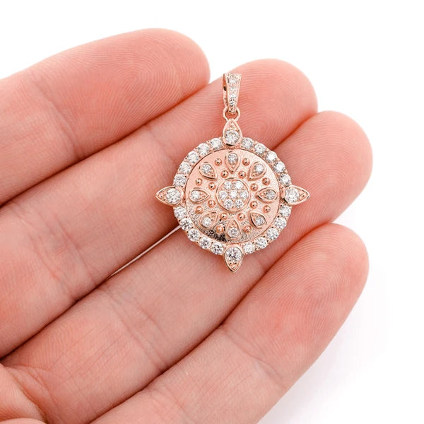 Erkals Jewellers Ornate Medallion Cluster Diamond Pendant 18K Gold 1.25ctw