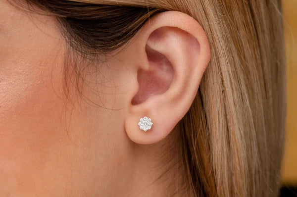 Erkals Jewellers Mosaic Stud Earrings 18K Gold 0.75ctw