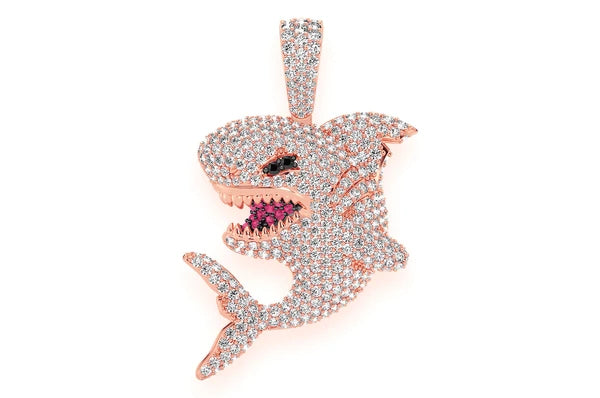 Pendentif diamant requin 2,75 ct en or massif 14 carats