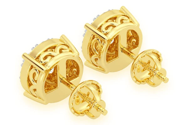 Erkals Jewellers Mosaic Stud Earrings 18K Gold 1.00ctw