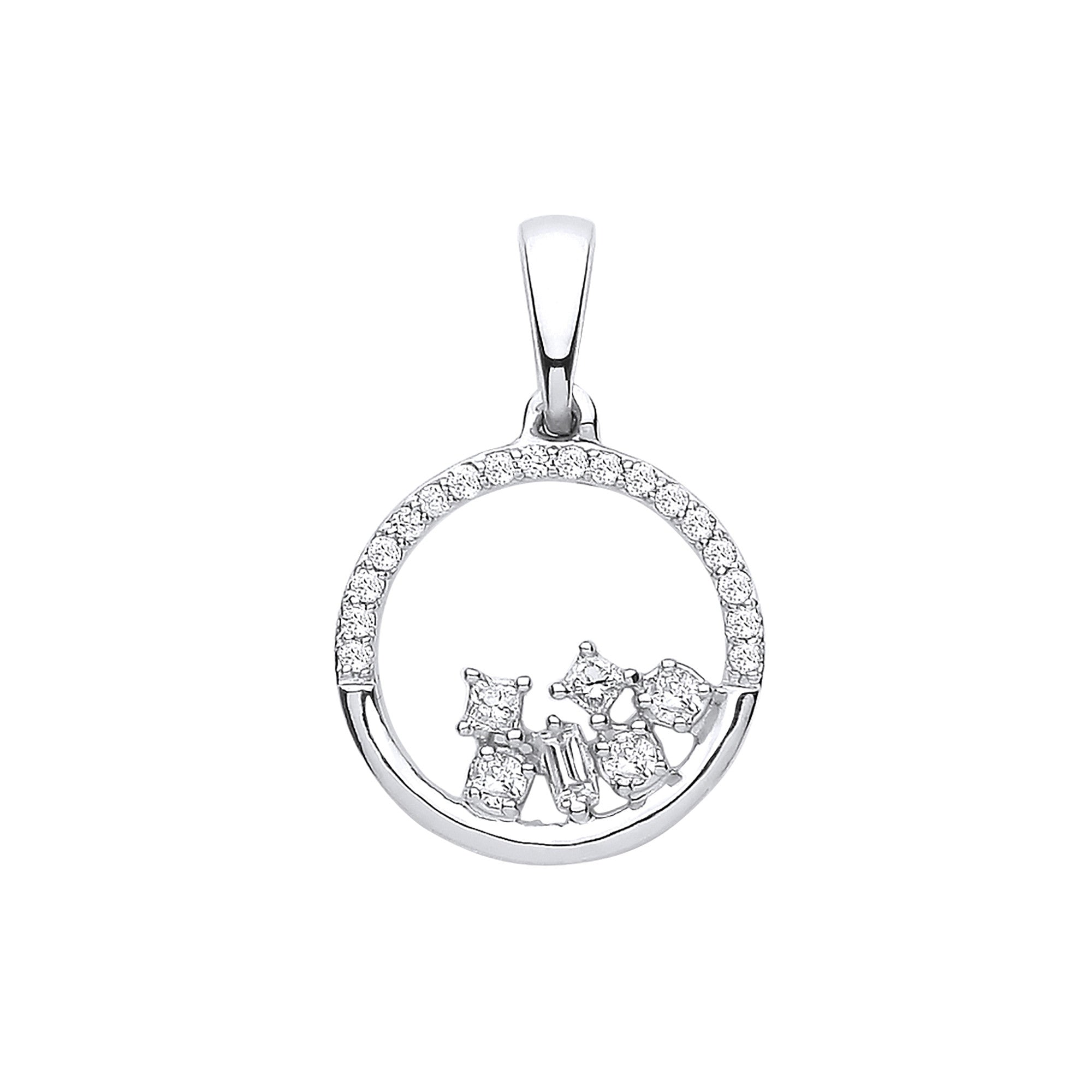 9ct White Gold 0.14ct Diamond circle pendant