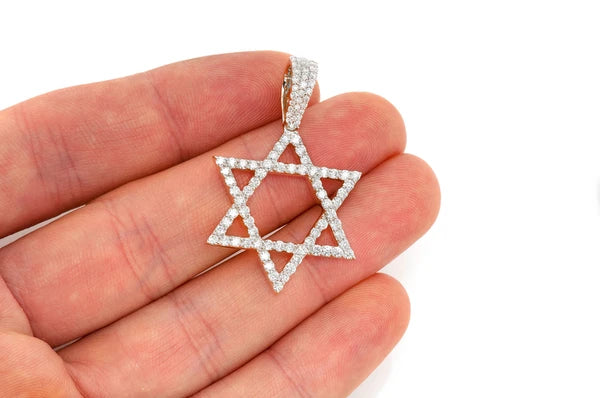 1.90ct Diamond Star Of David Pendant 14K Solid Gold