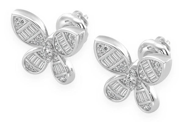 Erkals Jewellers Butterfly Baguette Stud Earrings 18K Gold 0.65ctw