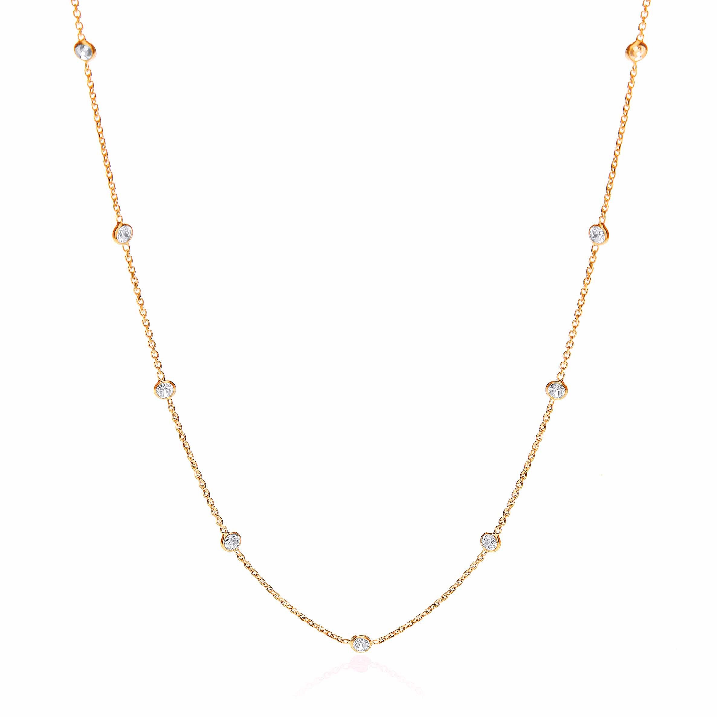 Gold Coated Rubover 11 Cz's Necklace 18"