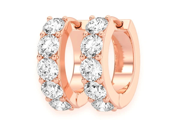 Erkals Jewellers One Row Huggie Hoop Earrings 18K Gold 0.80ctw