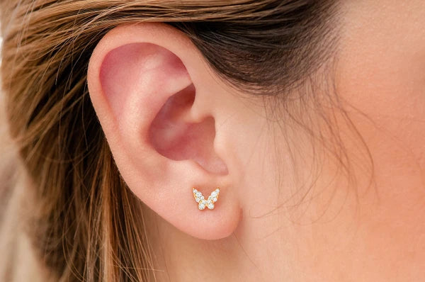 Erkals Jewellers Mini Butterfly Stud Earrings 18K Gold 0.15ctw