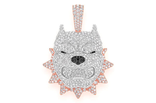 Pitbull Spike Collar 3.00ct Colgante de diamantes 14K Oro sólido