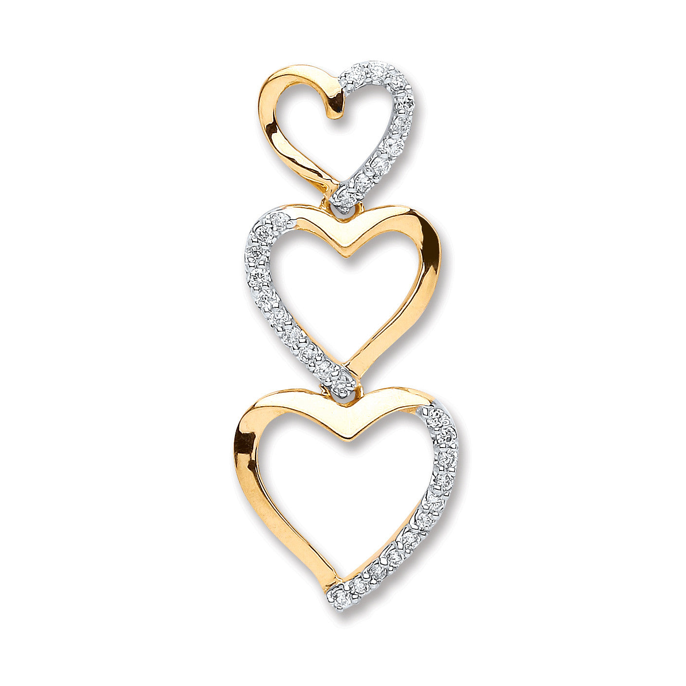 9ct Yellow Gold 0.15ct Diamond Heart Pendant